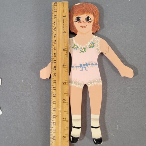 Vintage Wooden Paper Dolls with Handmade Outfits Set of 2 Collectible - Picture 2 of 16